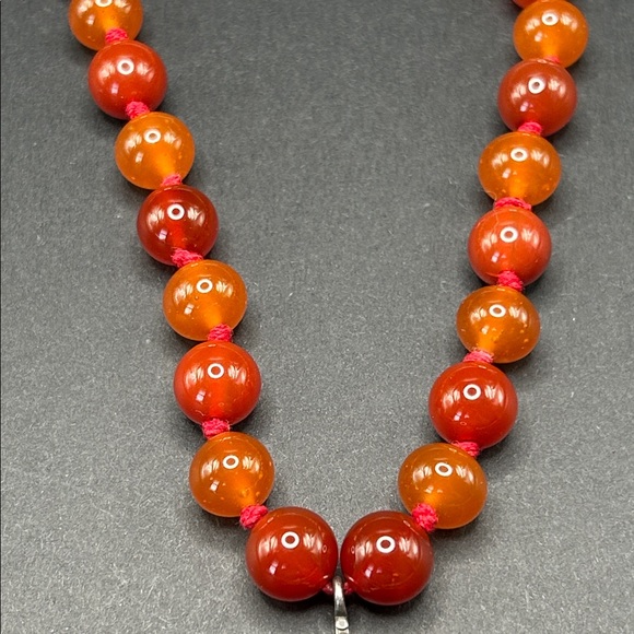 Vintage LUCKY BRAND Cross Necklace Carnelian Beads Hand Knotted 16" - Picture 5 of 9
